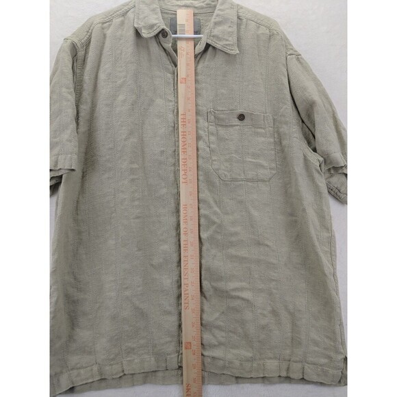 The Territory Ahead 100% Linen Textured Short Sleeve Wooden Buttons Men's XL - Picture 5 of 7
